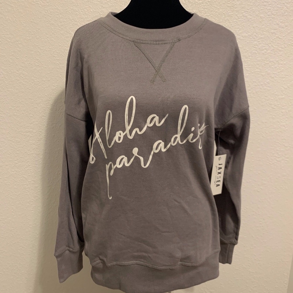 NWT Jax Sea Aloha Paradise Reversible Gray Pullover Sweatshirt Women's Size S